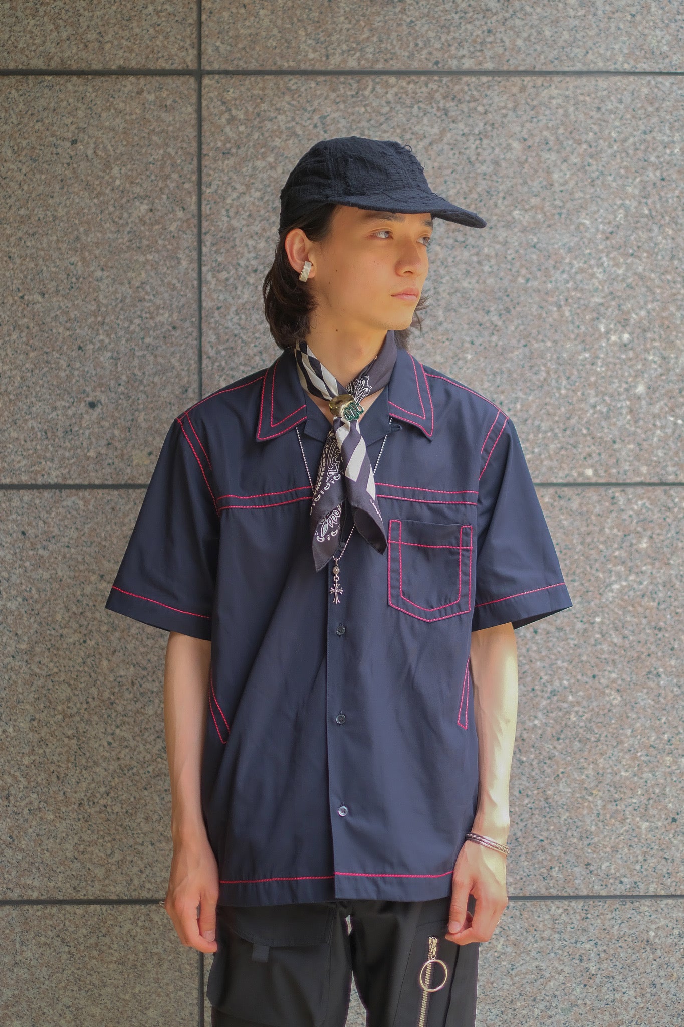 YUKI HASHIMOTO(ユウキハシモト)のCONTRAST STICH SHORTSLEEVE SHIRTS