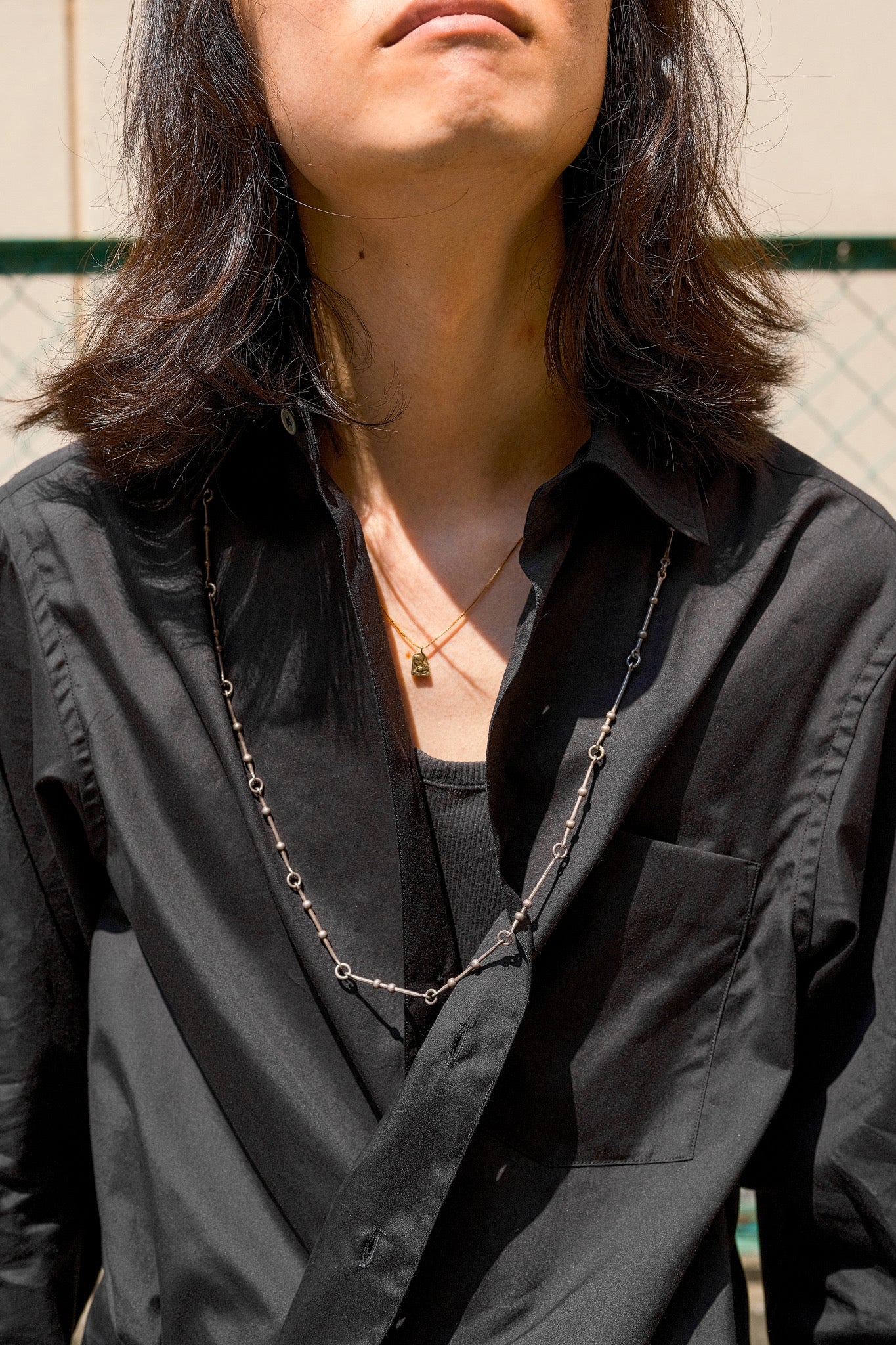 SOSHIOTSUKI(ソウシオオツキ)のTHE KIMONO BREASTED SHIRT BLACKの通販