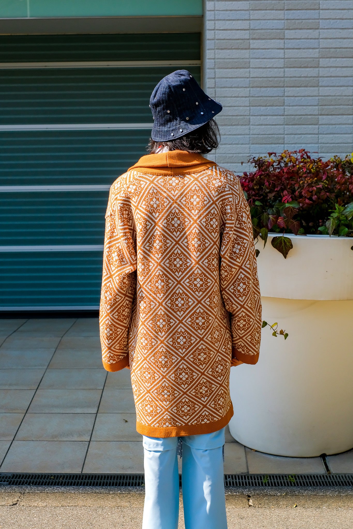 Tile Knit Gown COAT CAMEL OFF WHITE WHITE of TAIGA Igari