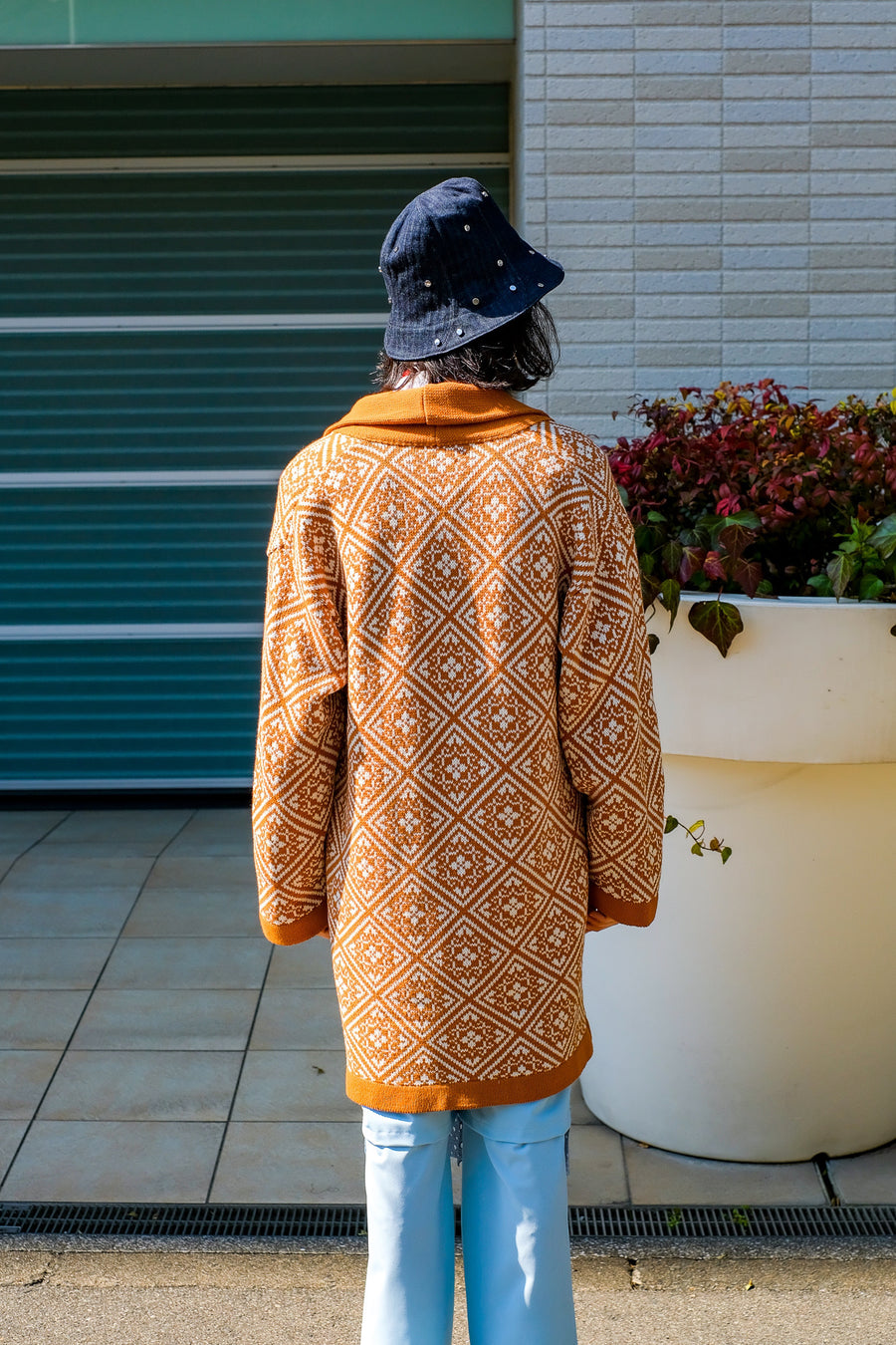 Taiga Igari  Tile Knit Gown Coat(CAMEL OFF WHITE)
