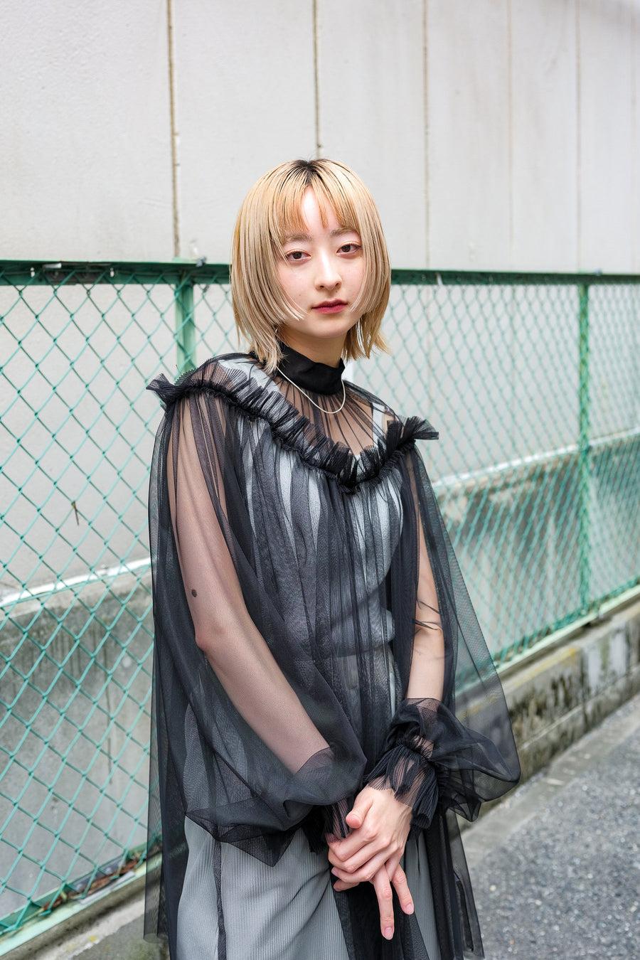 VERYboutiqueFETICO TULLE FRILLED TUNIC チュール ブラック