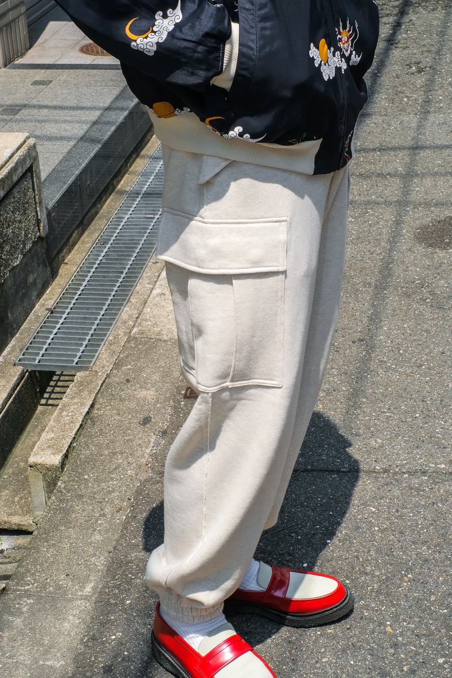 SUGARHILL  RAW EDGE CARGO SWEAT PANTS(HEATHER WHITE)