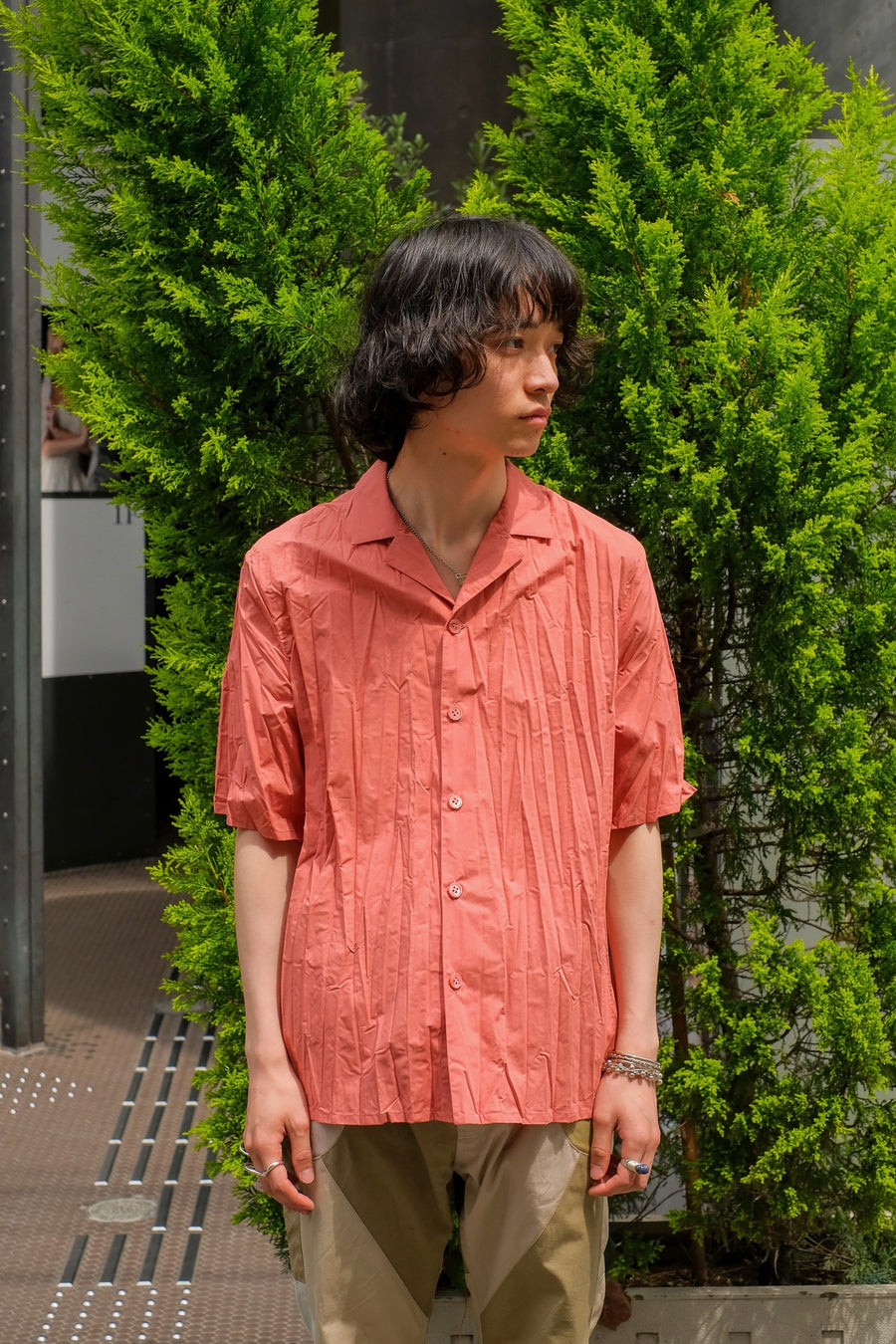 soe  Pleated H/S Shirt（PINK）