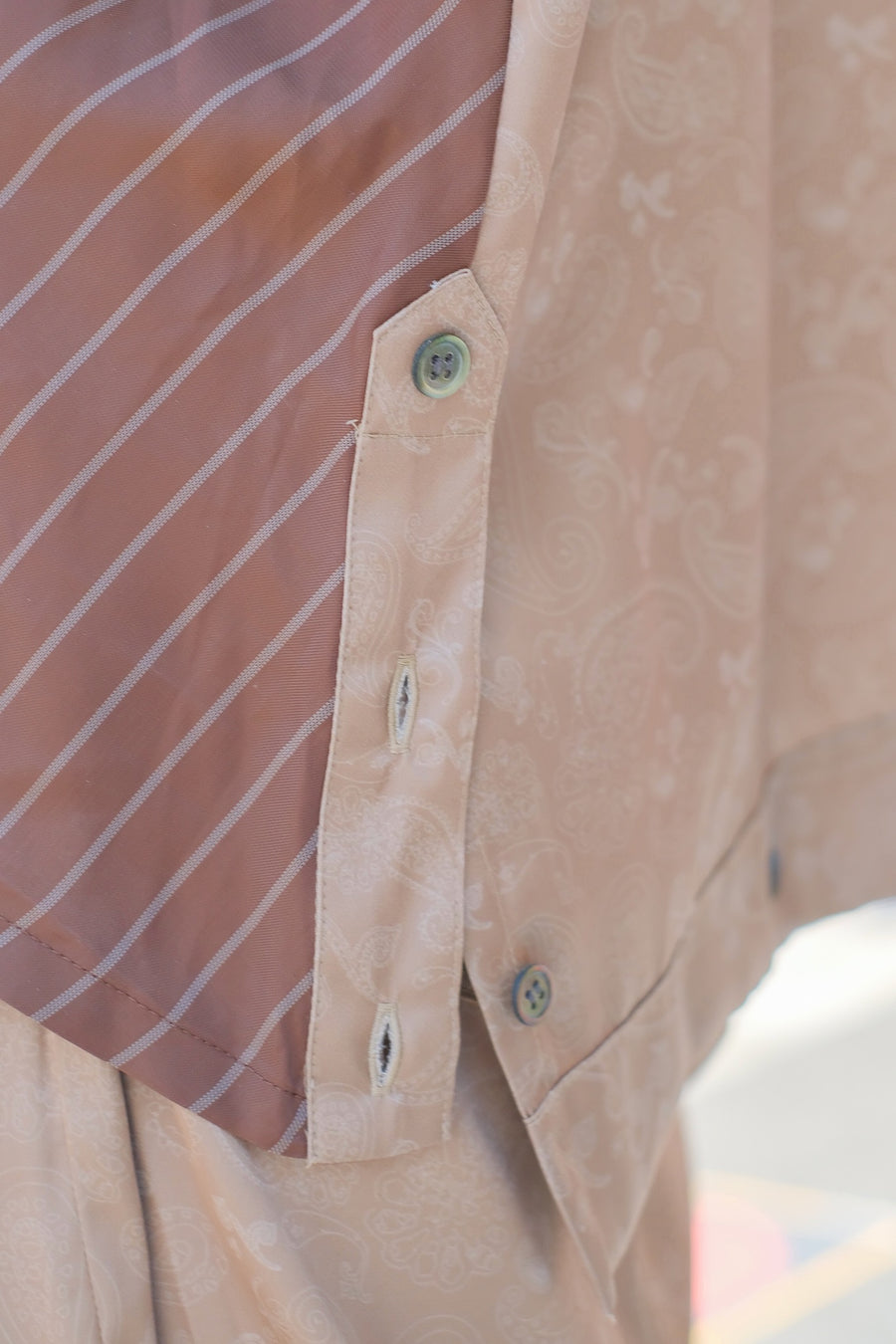elephant TRIBAL fabrics  Out of alignment Resort shirt(BEIGE)