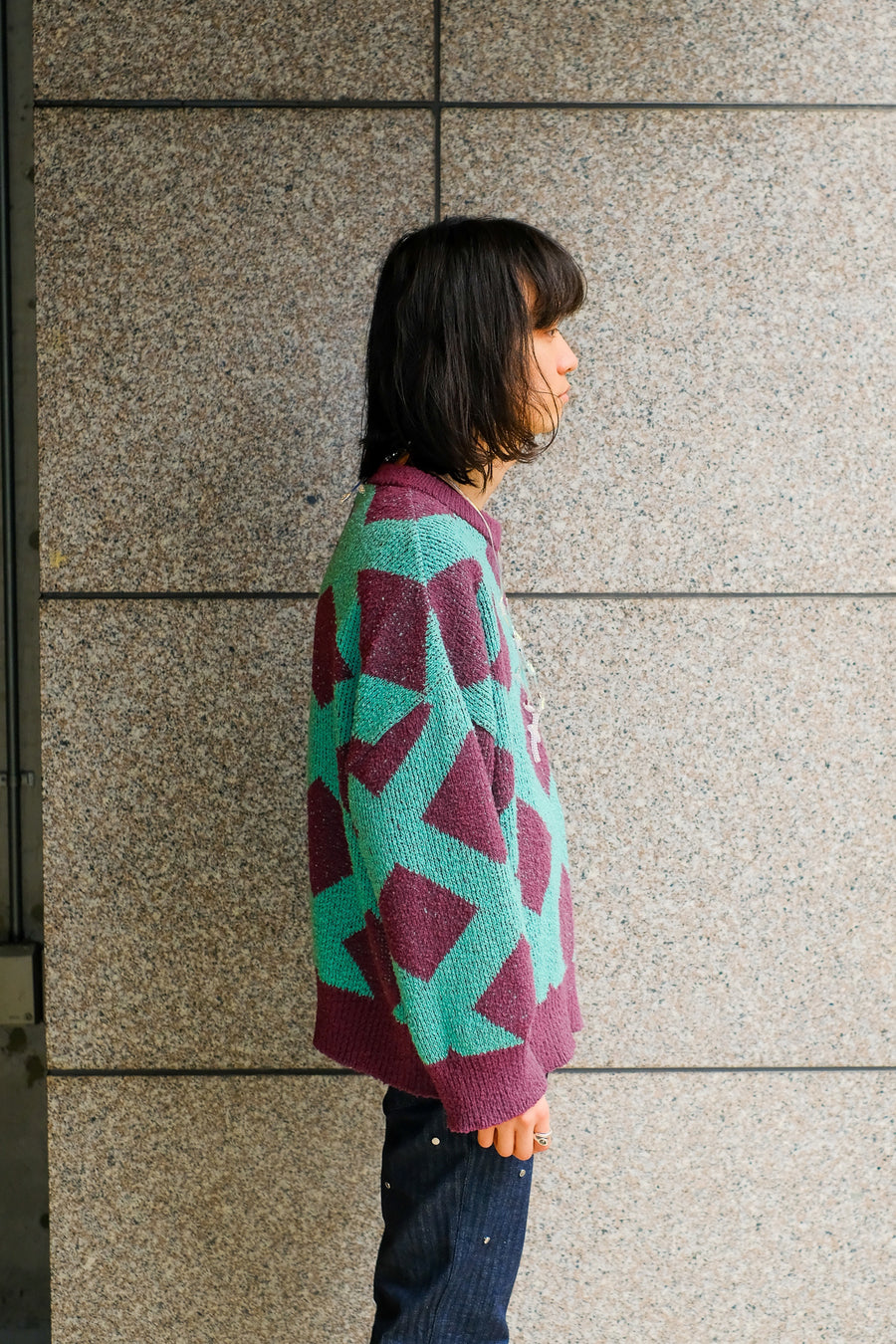 LITTLEBIG  Checked Knit(Green or Purple)
