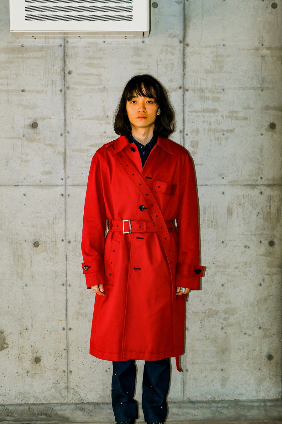 YUKI HASHIMOTO  BELTED TRENCH COAT(RED)
