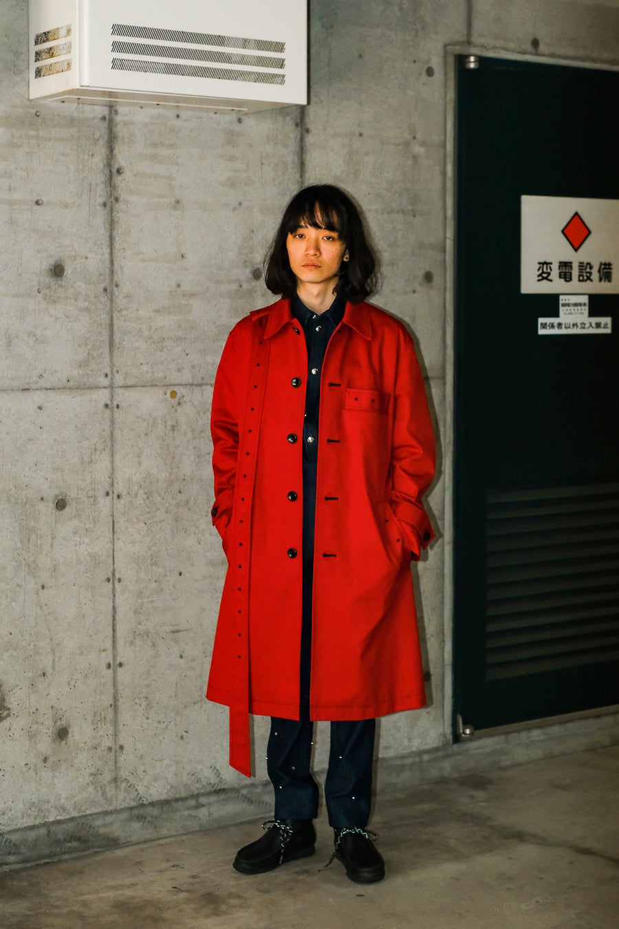 YUKI HASHIMOTO  BELTED TRENCH COAT(RED)