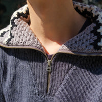 fluss(フルス)のHALF ZIP DRIVERS KNIT GRAY(ニット)の通販｜PALETTE