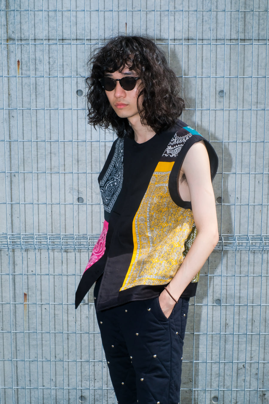 Children of the discordance  × P.A.A NY LEATHER PATCHIWORK VEST(BLACK-3)