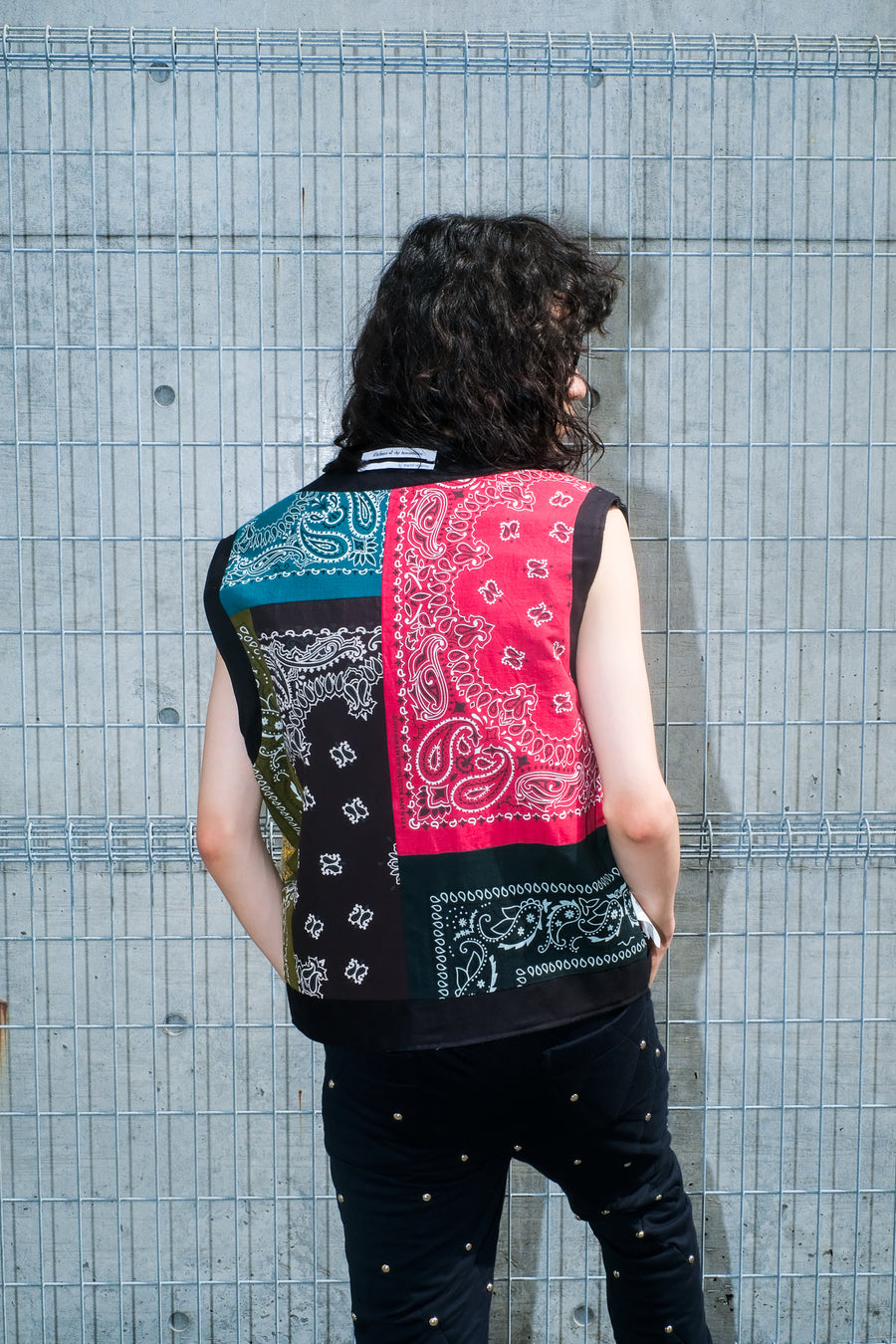 Children of the discordance  × P.A.A NY LEATHER PATCHIWORK VEST(BLACK-3)