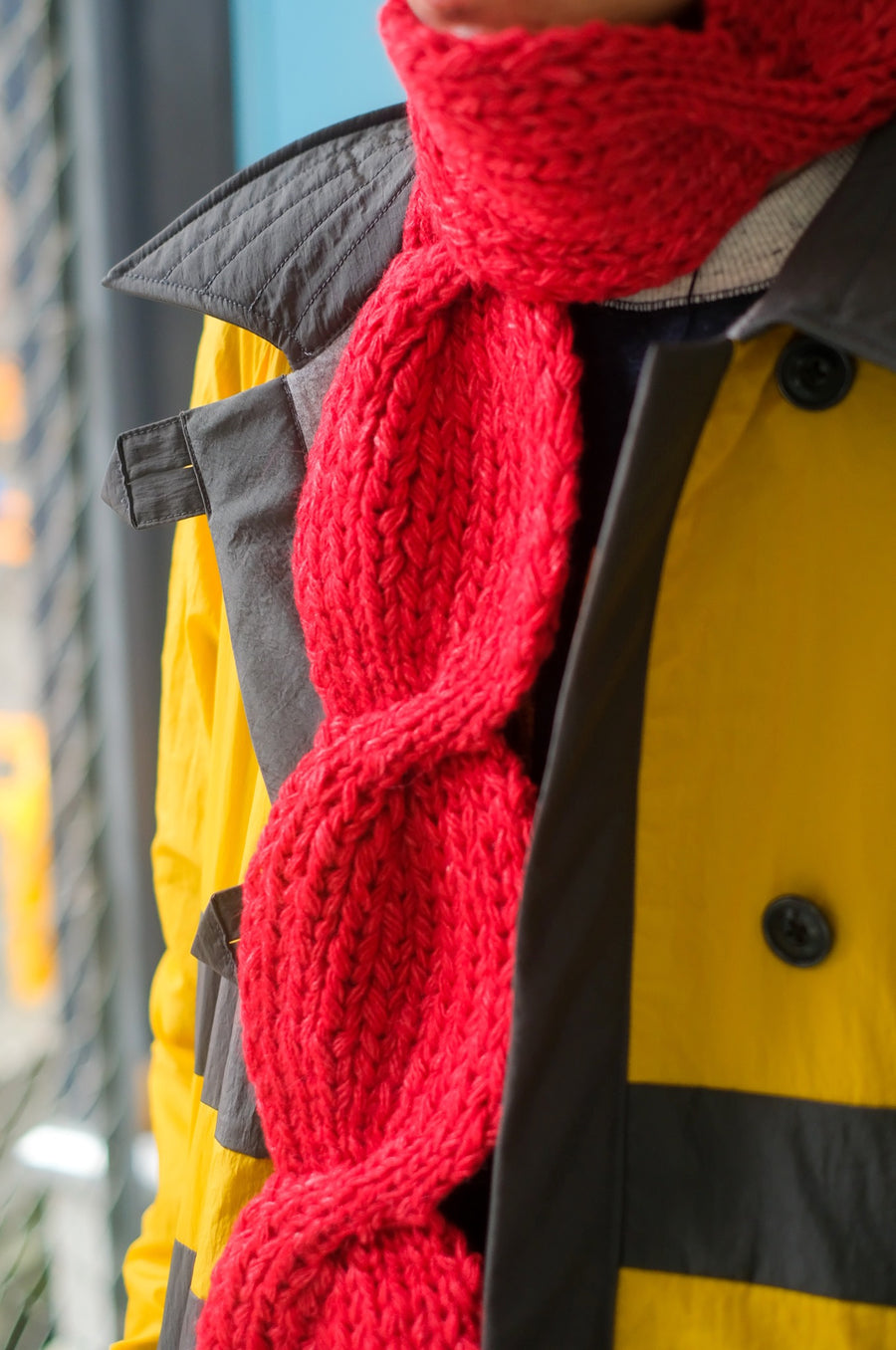 fluss  CABLE SCARF(RED)