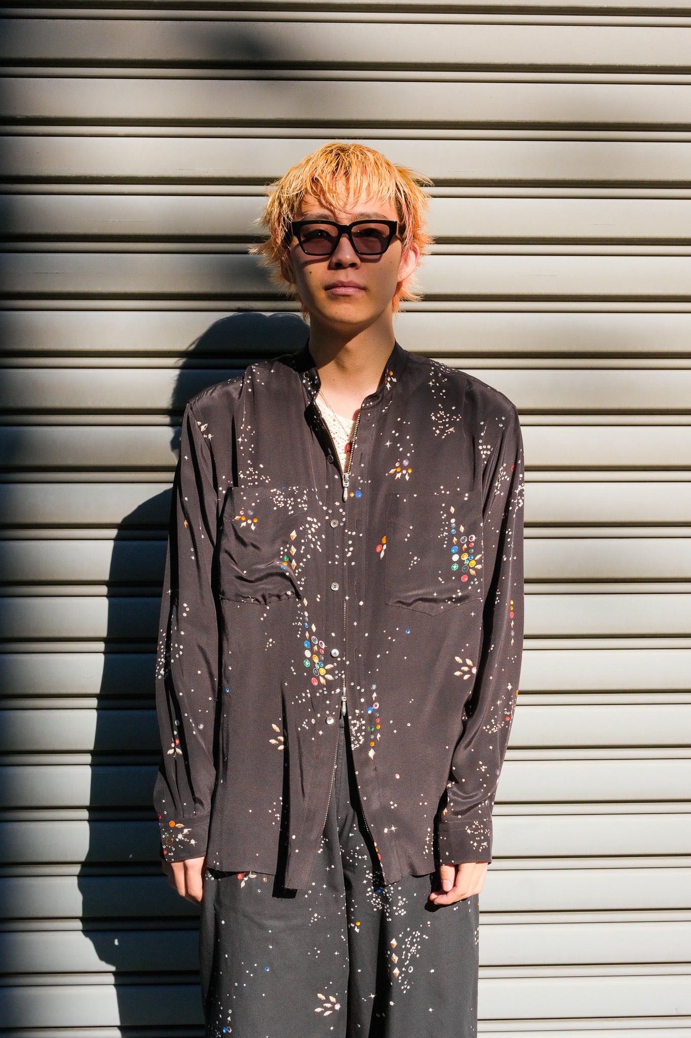 MASU(エムエーエスユー)のZIP-UP GALAXY SILK SHIRT BLACKの通販｜PALETTE art  aliveのオンラインショップ – PALETTE art alive ONLINE STORE