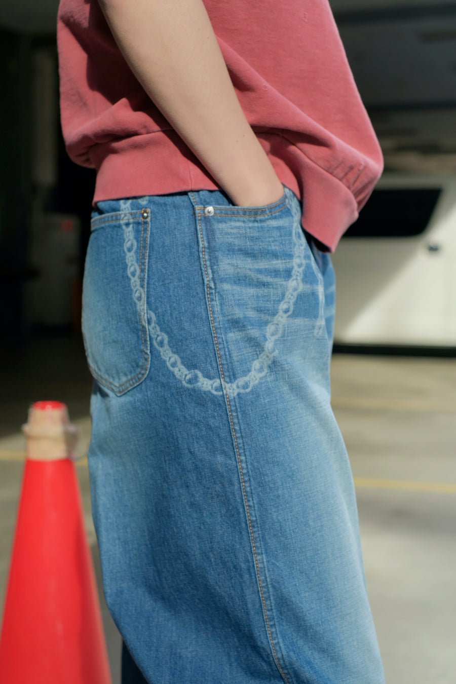 Masu's Faded Baggy Fit Jeans Indigo mail order | Palette Art Alive 