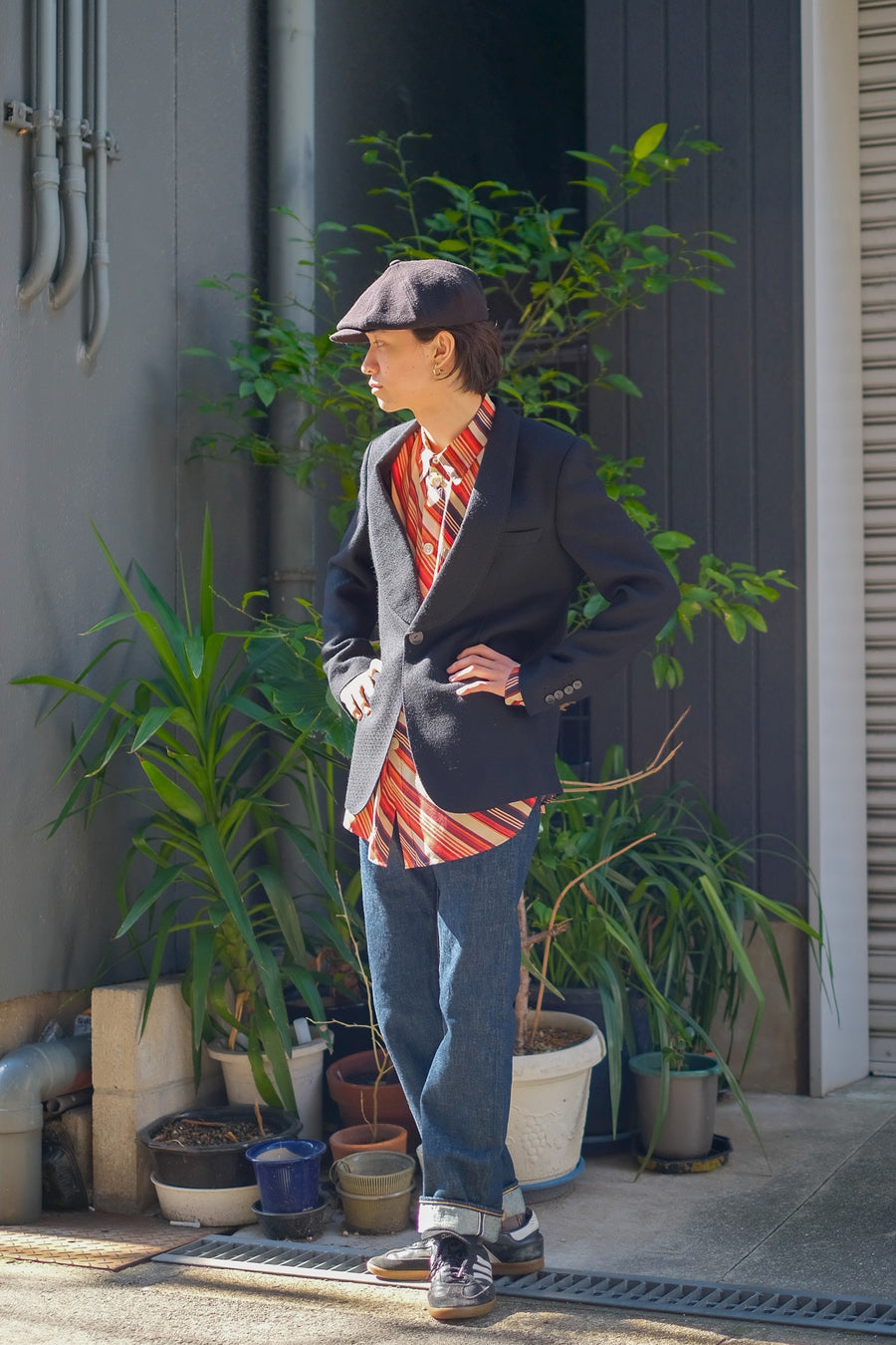 MASU  VASE PATTERN SHIRT（FADED ORANGE）