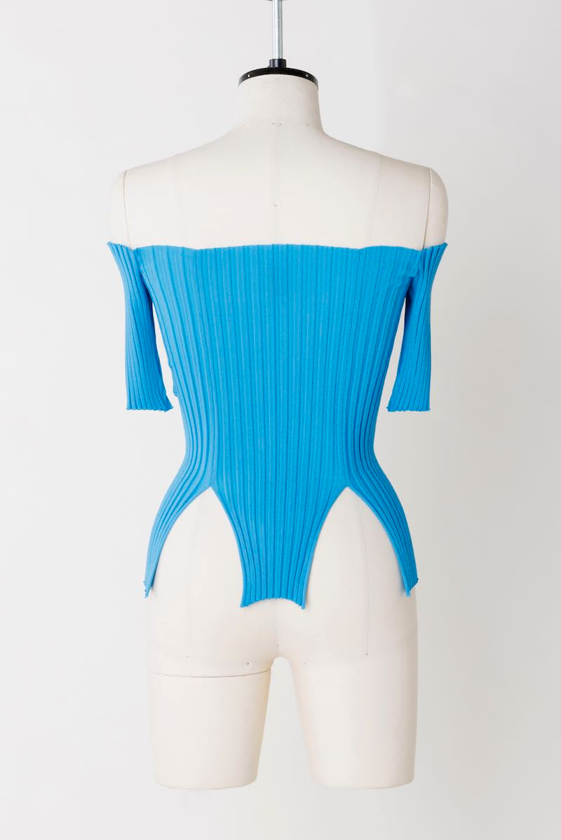 FETICO's Rib Knit Slit Top Aqua (Knit) Mail Order | Palette Art