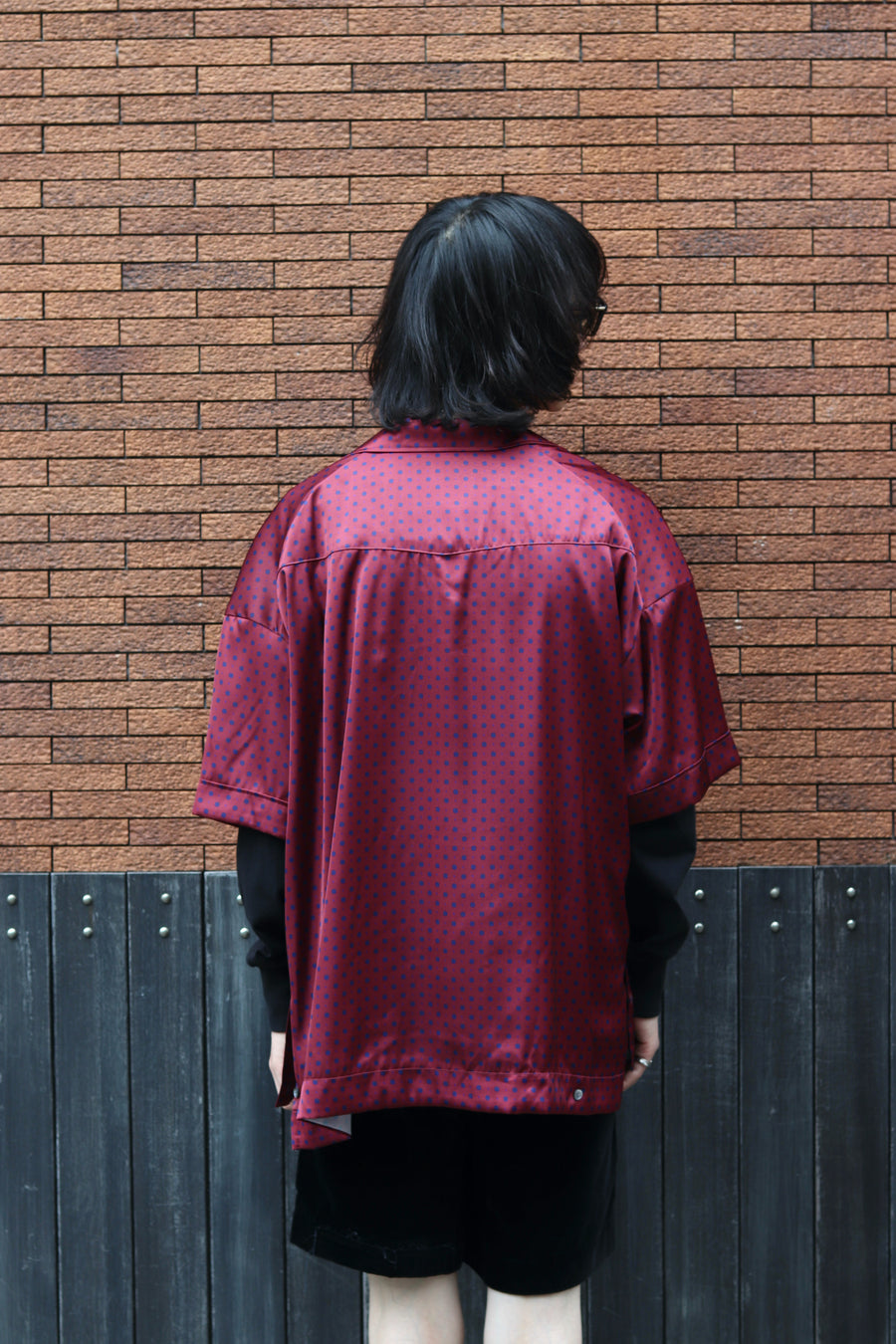 【30%OFF】elephant TRIBAL fabrics  Out of alignment Resort shirt(BORDEAUX)