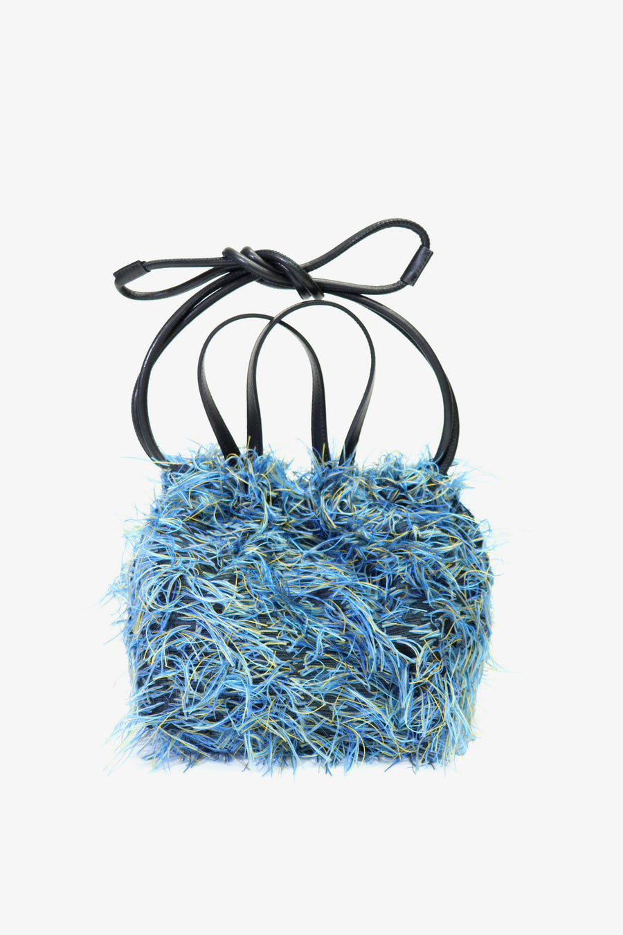 LASTFRAME  SHAGGY KINCHAKU BAG SMALL(BLUE)