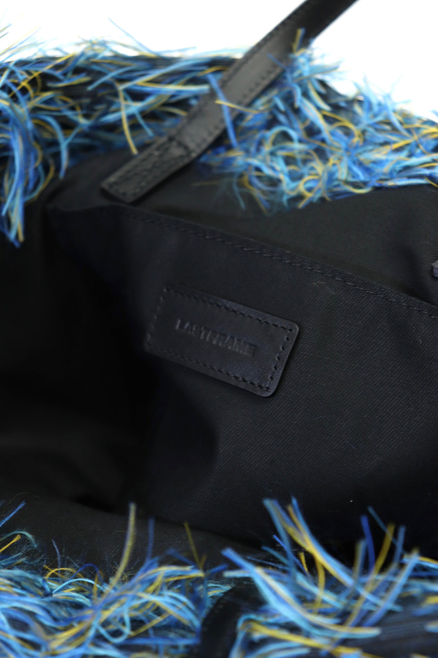 LASTFRAME  SHAGGY KINCHAKU BAG SMALL(BLUE)