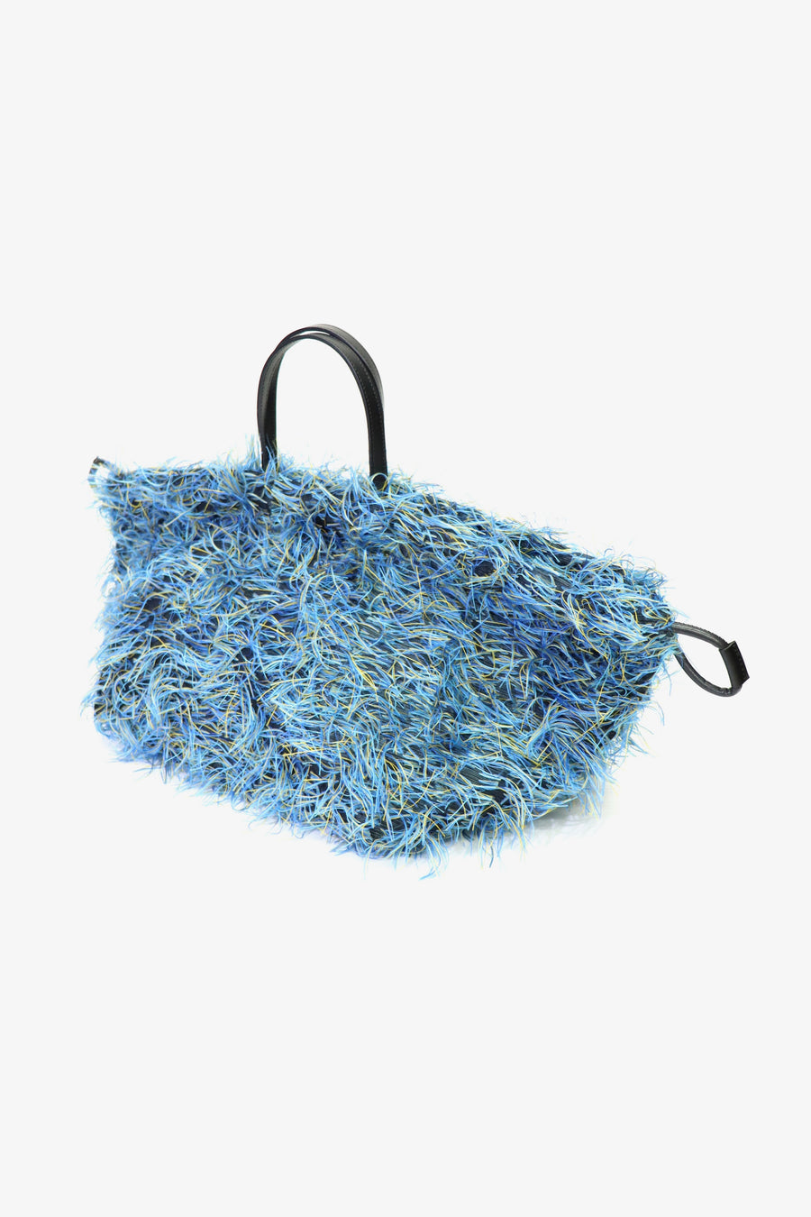 LASTFRAME  SHAGGY KINCHAKU BAG MEDIUM(BLUE)