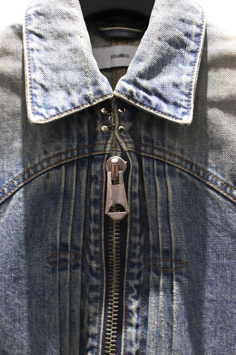 SUGARHILL  Zip-up Denim Damaged Jackert(FADED INDIGO)