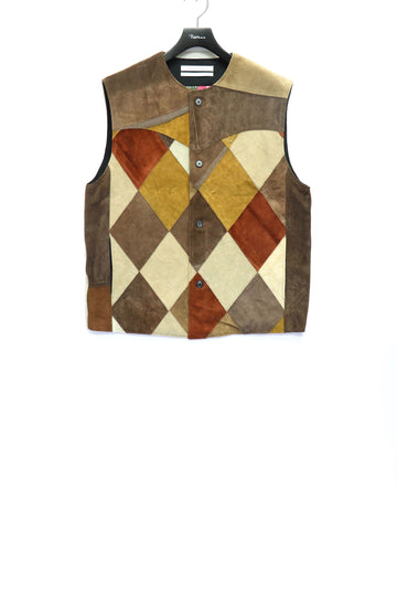 Children of the discordance  × P.A.A NY LEATHER PATCHIWORK VEST(BEIGE-4)