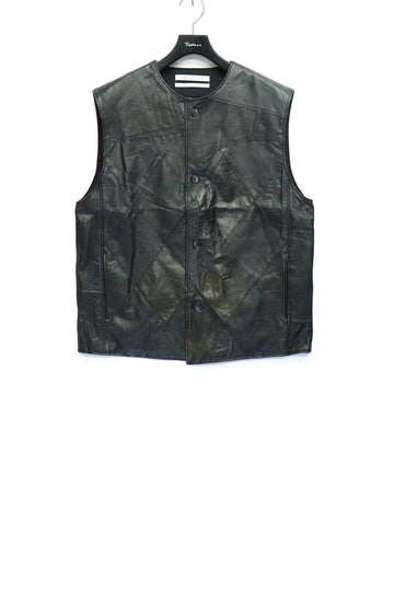Children of the discordance  × P.A.A NY LEATHER PATCHIWORK VEST(BLACK-7)