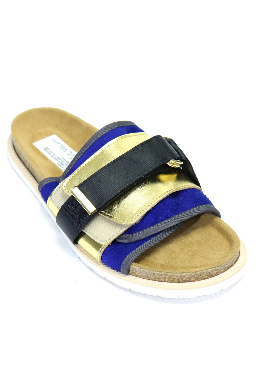 elephant TRIBAL fabrics 3layer sandal（Blue×Gold）