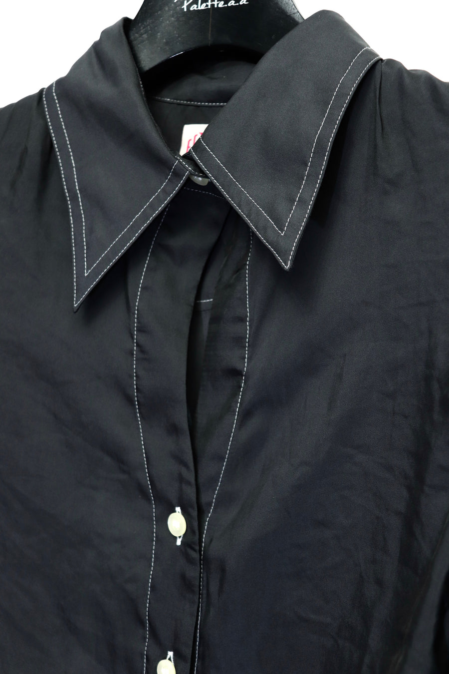 FETICO  Gathered Satin Shirt (Black)