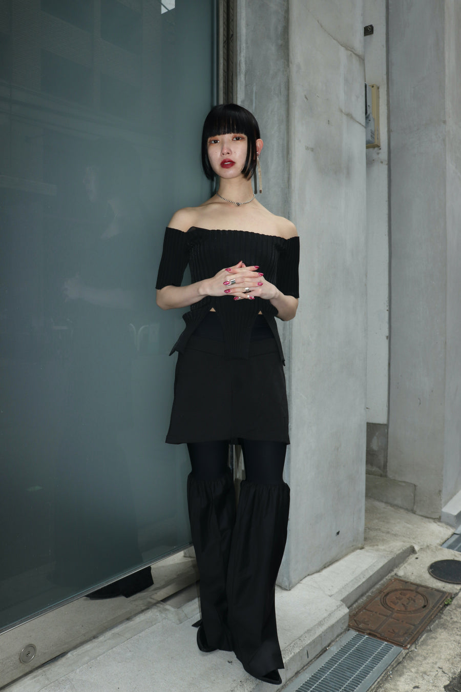 FETICO RIB KNIT 封じ込む SLIT TOP KHK size1 FETICO RIB KNIT 封じ込む SLIT TOP KHK size1