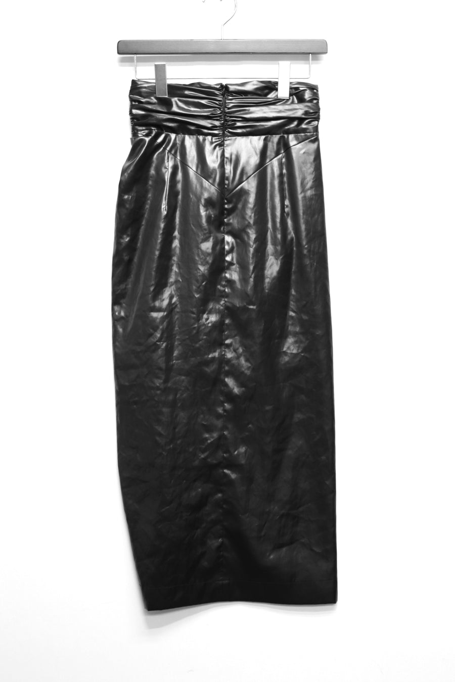 FETICO  Leather satin gathered skirt