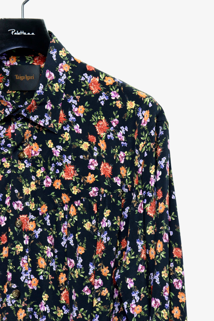 Taiga Igari  Pleats Flower Shirt(BLACK)