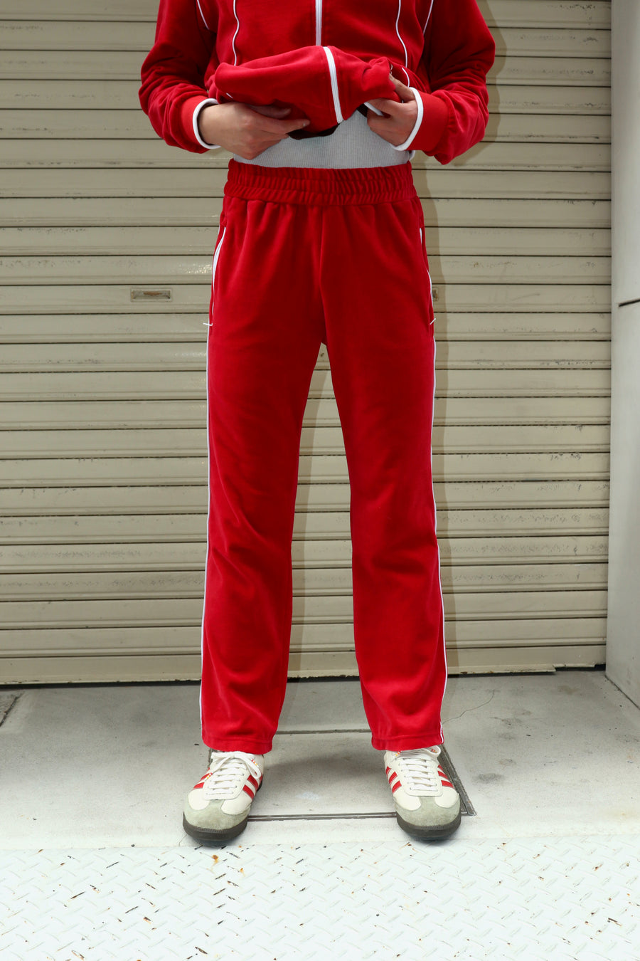 LITTLEBIG  Velour Track Pants-1(Red or Green)