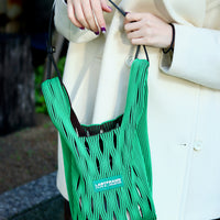 LASTFRAME(ラストフレーム)のTWO TONE MESH MARKET BAG SMALL GREEN x