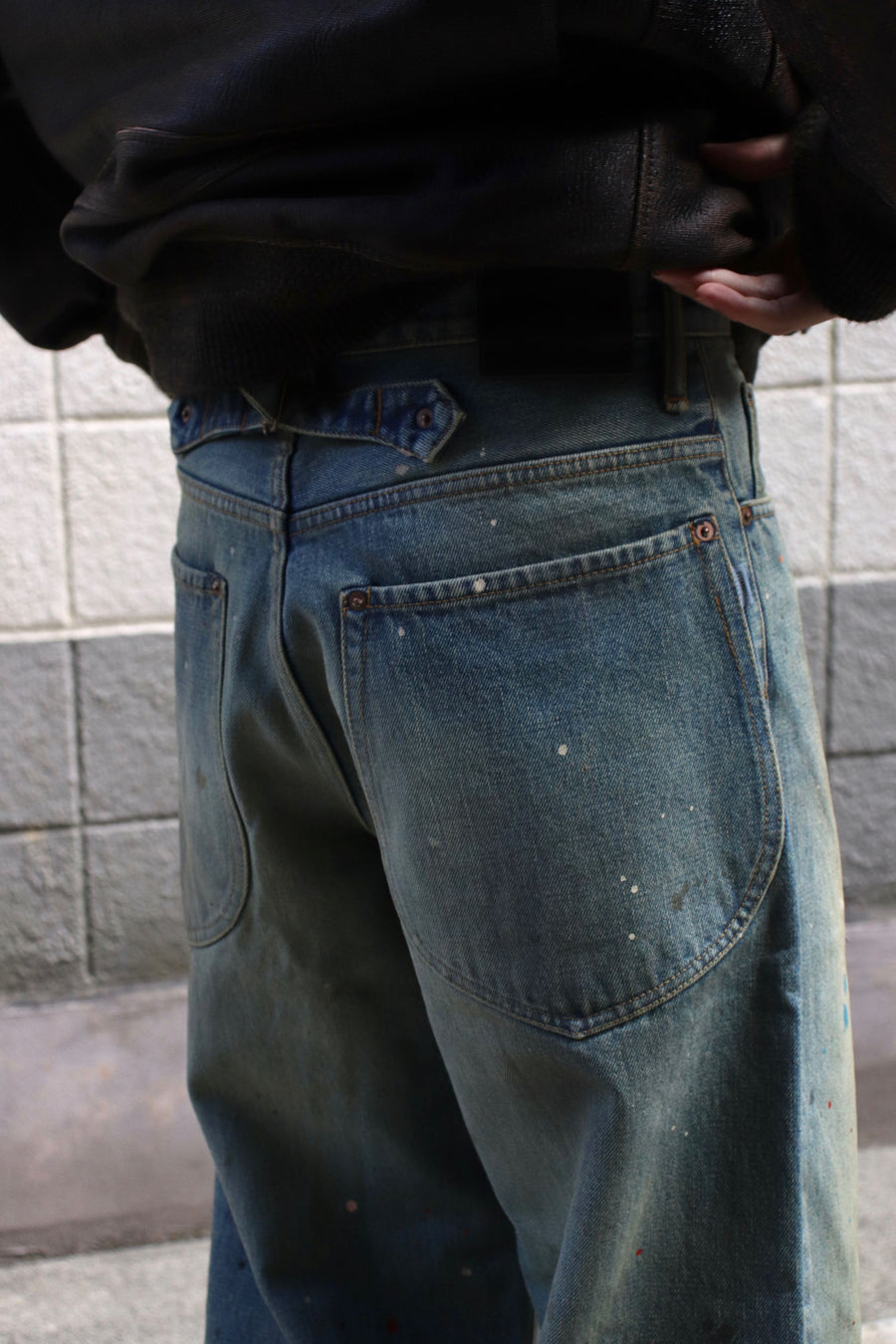 SUGARHILL × P.A.A  OILED AND PAINTED DENIM PANTS