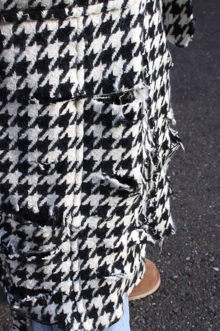 SUGARHILL × P.A.A  CURUSHED HOUNDTOOTH WOOL COAT