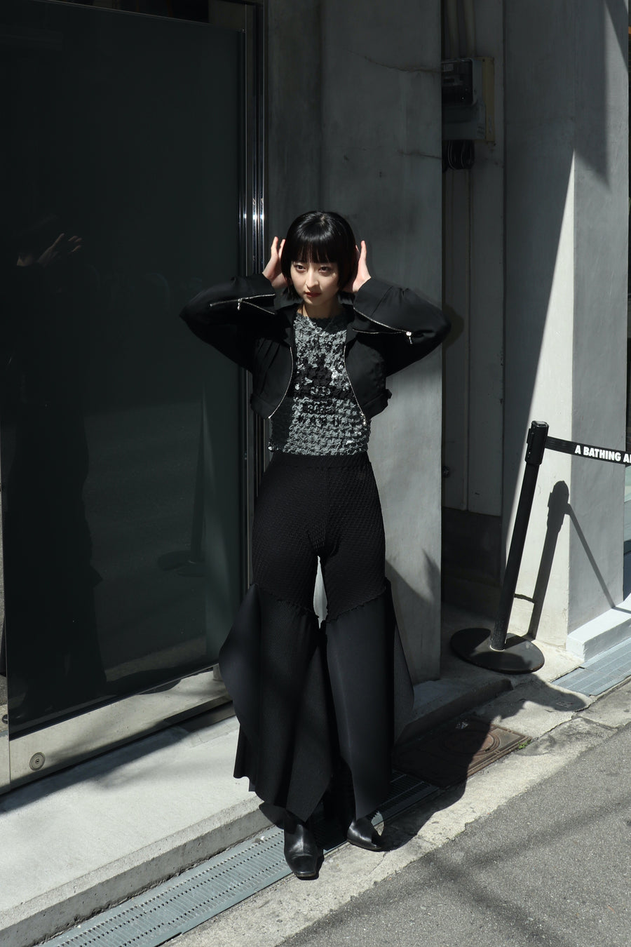 kotohayokozawa  Shrunk flare pants(BLACK)