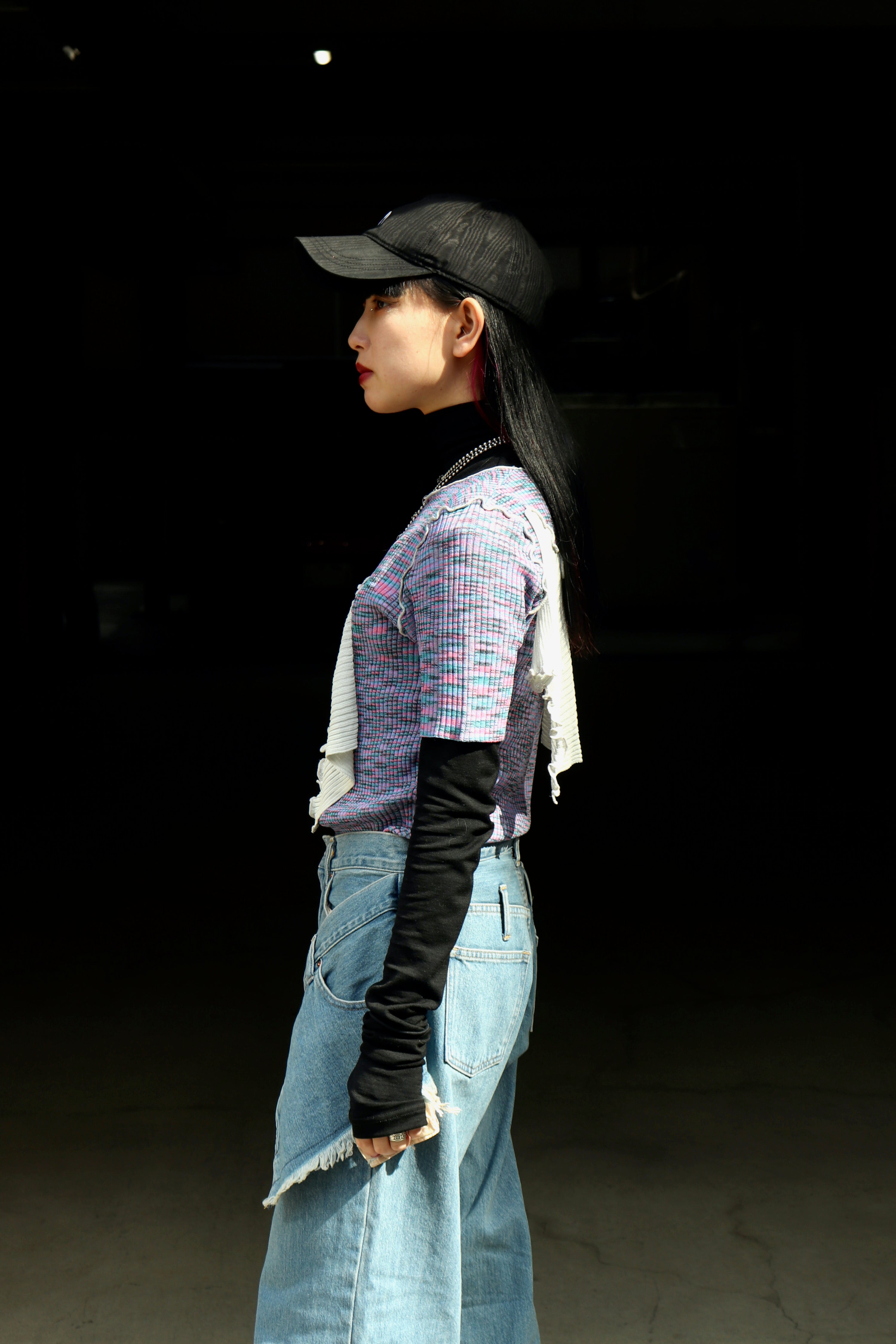 kotohayokozawa(コトハヨコザワ)のRIB KNIT SHORT-SLEEVE TOP PURPLEの