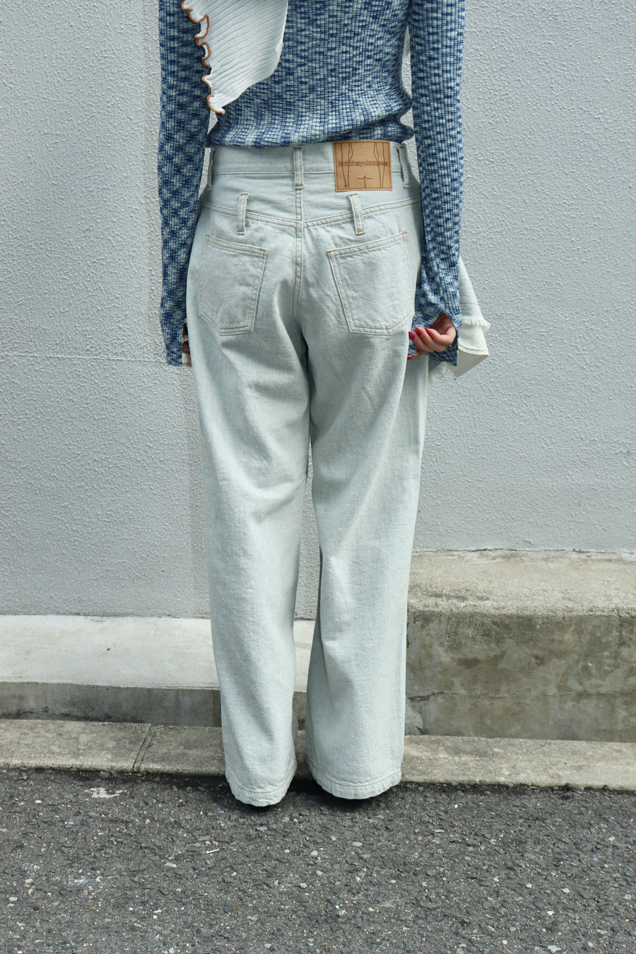 kotohayokozawa  LAYERED DENIM PANTS(WHITE)