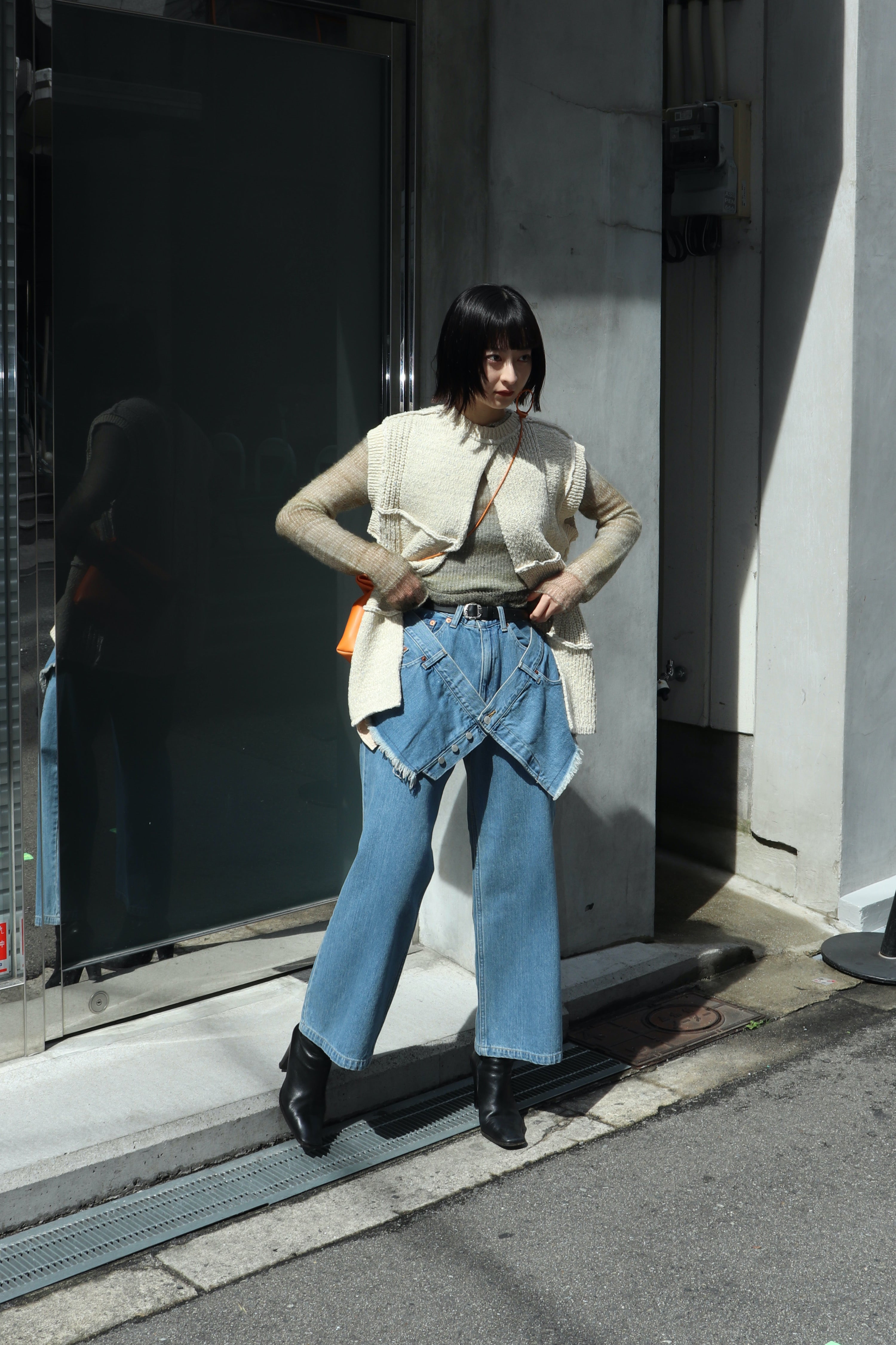 kotohayokozawa(コトハヨコザワ)のLAYERED DENIM PANTS L.BLUEの通販