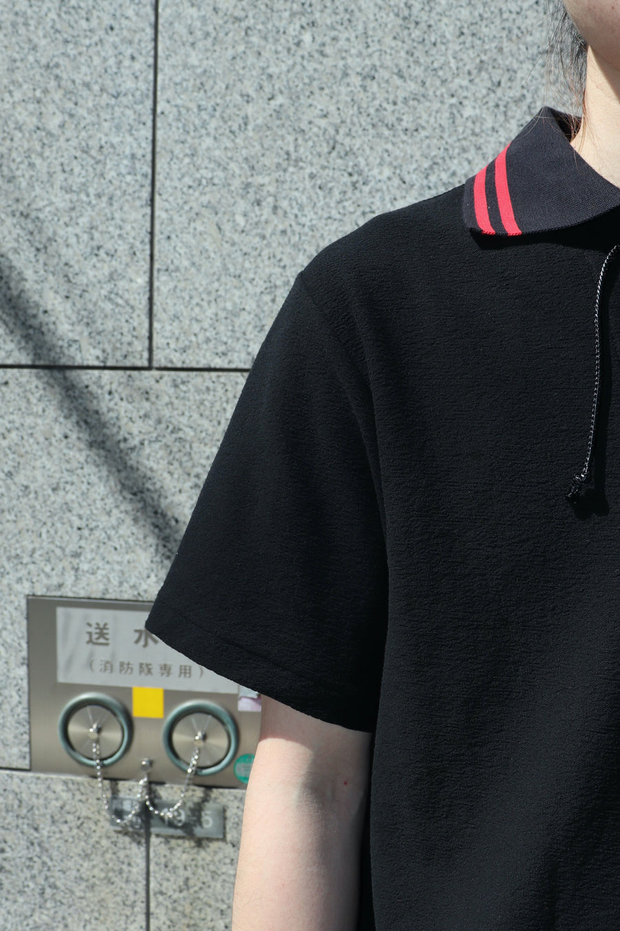LITTLEBIG  S/S Lace-Up Polo SH(Black or Brown or Red)