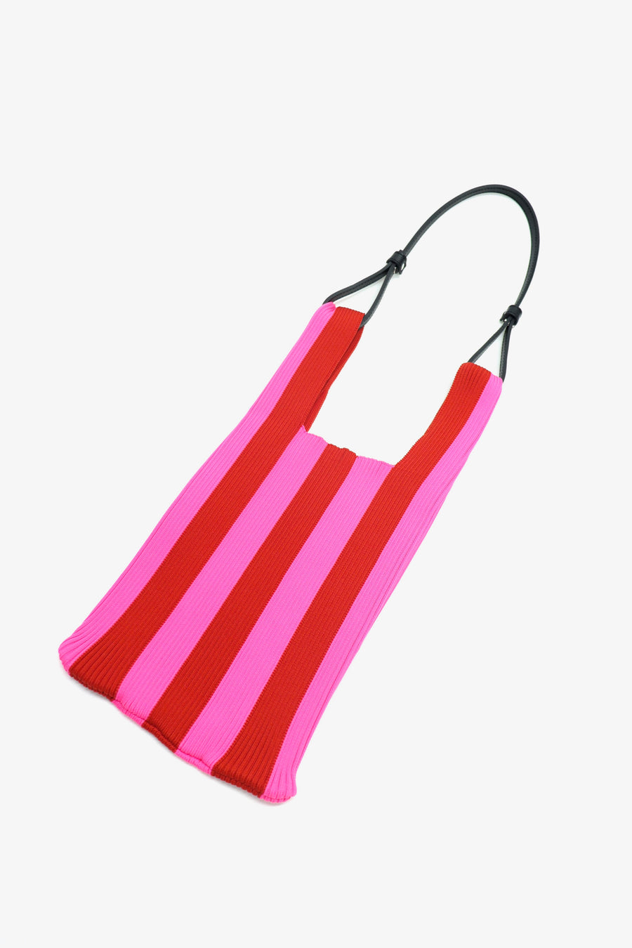 LASTFRAME  STRIPE MARKET BAG SMALL（NEON PINK x RED）