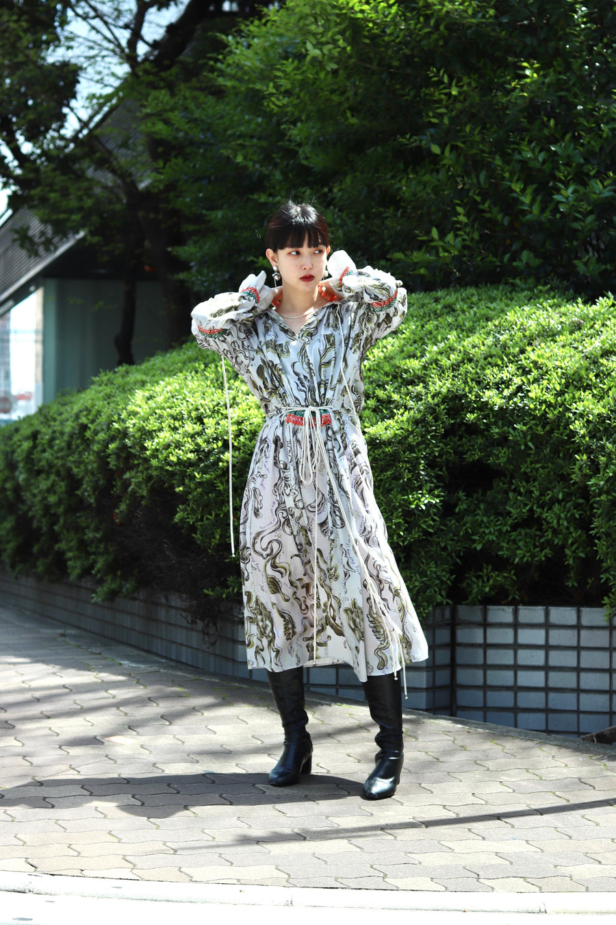 【30%OFF】tiit tokyo  ater print smocking dress