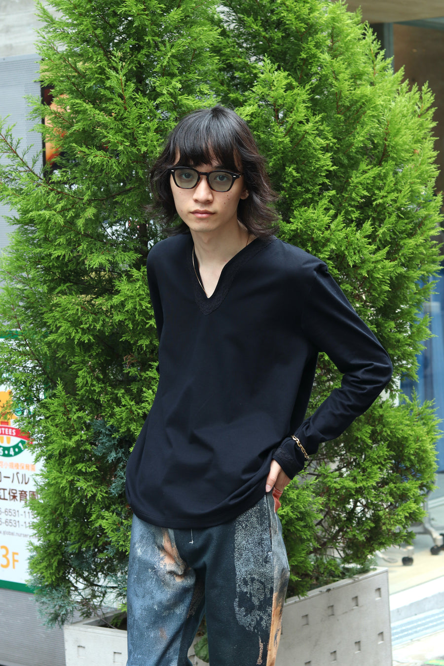 Taiga Igari  Lace L/S T-shirt(BLACK)