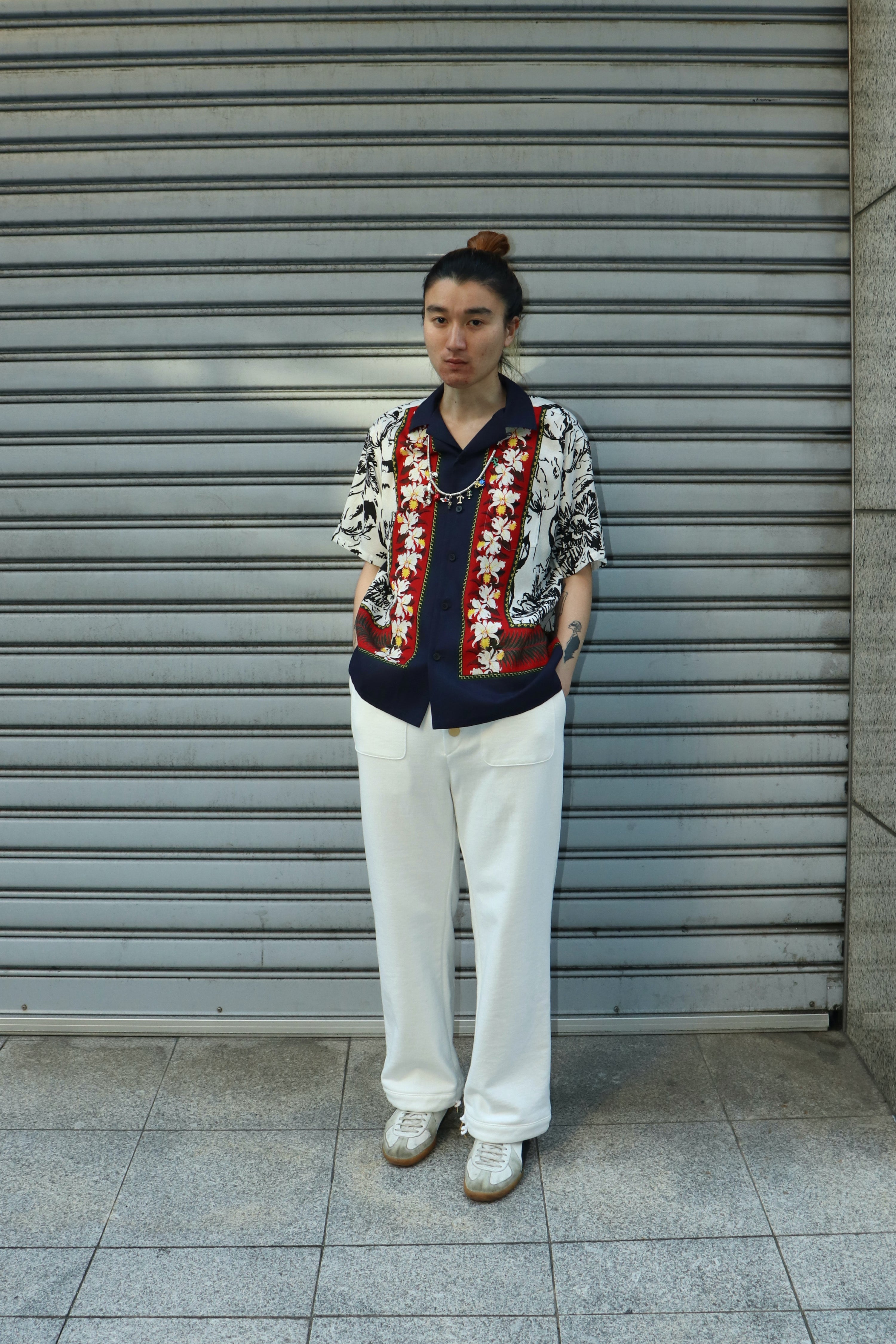 TOGA VIRILIS(トーガ ビリリース)のCupra cotton twill print shirt