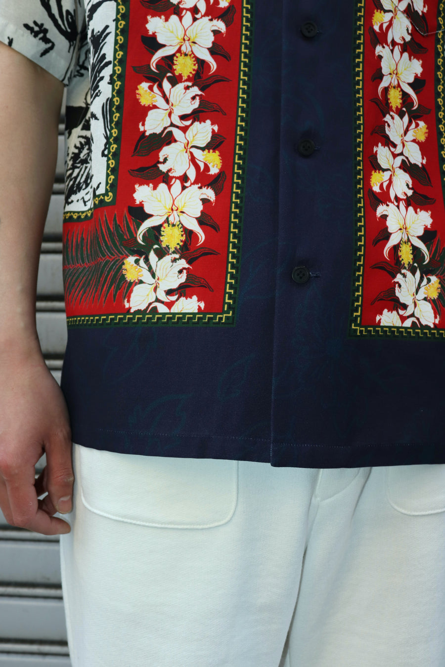 TOGA VIRILIS  Cupra cotton twill print shirt(WHITE)