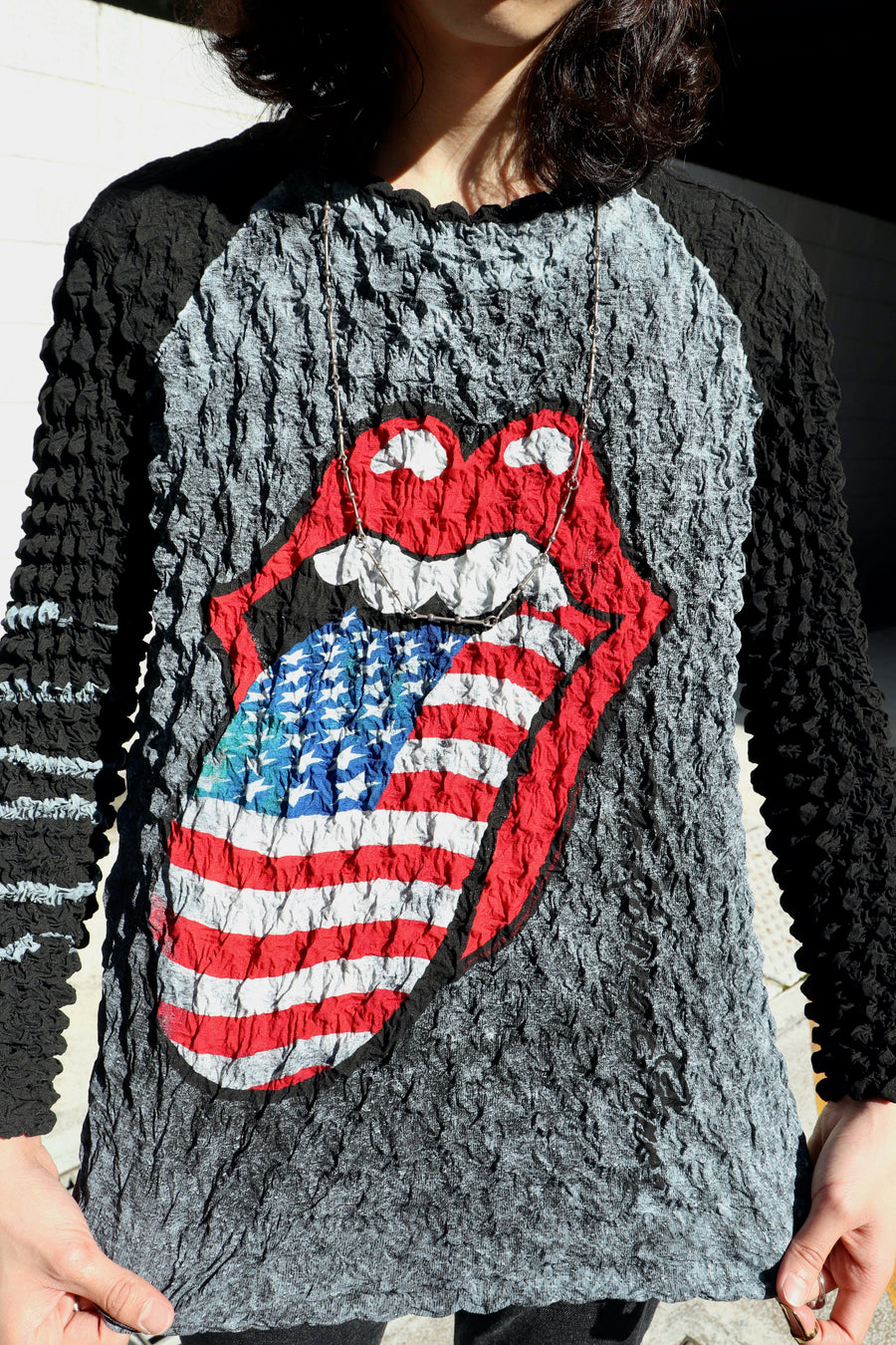 MASU × The Rolling Stones  “LIPS AND TONGUE” POPCORN RAGLAN L/S T-SHIRT