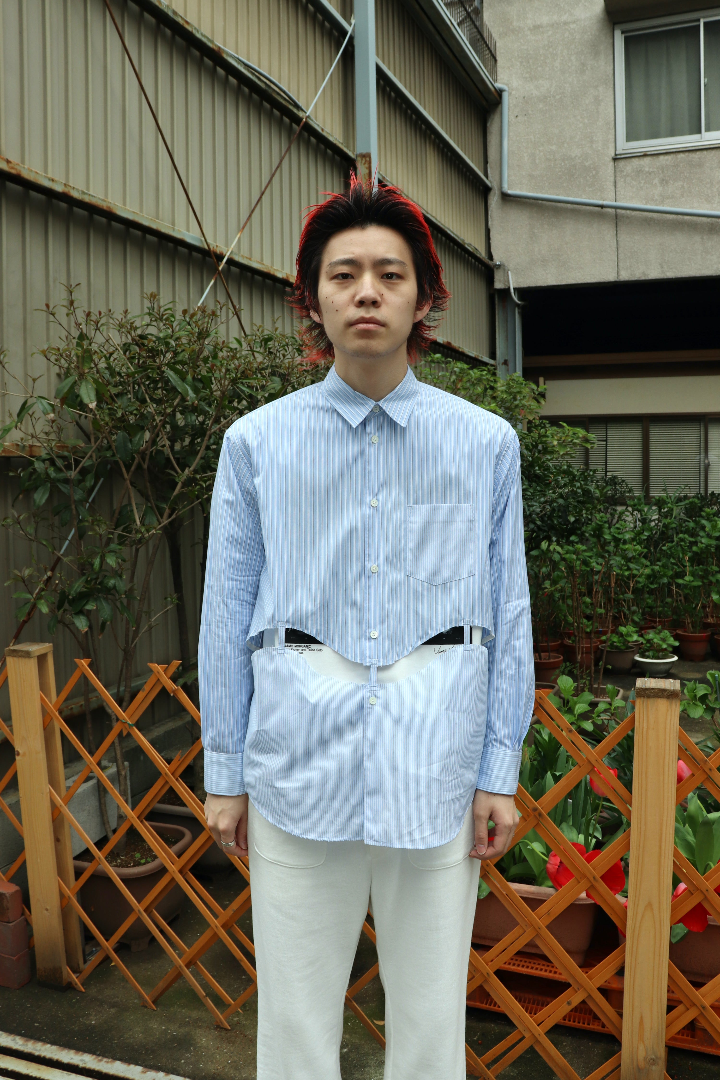 kudos 22ss COLLAR STRINGS SHIRT シャツ kudos(クードス)のWAVE SHIRT STRIPEの通販｜PALETTE art aliveの
