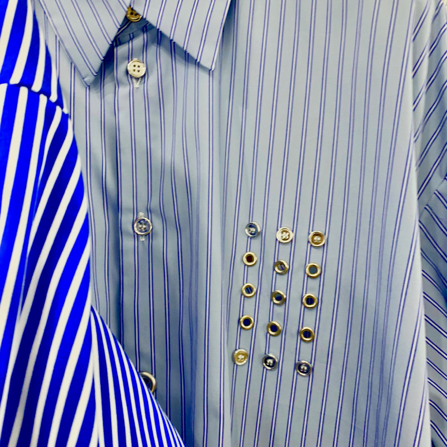 SYU.HOMME/FEMM  Door Long sleeve shirts type Business（Gray&Blue）