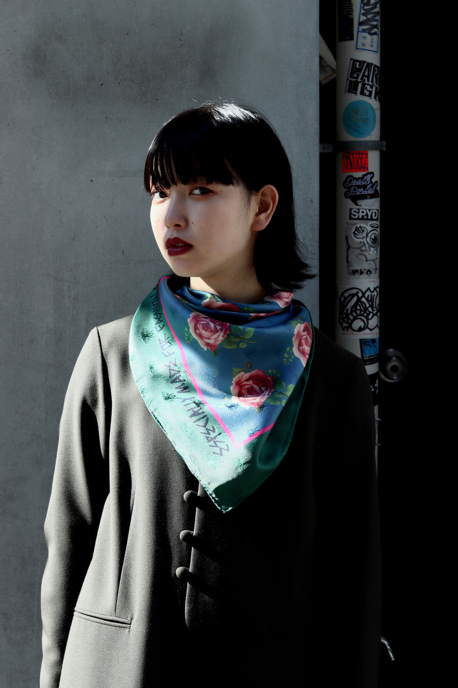 LASTFRAME  ROSE SCARF（GREEN x YELLOW）