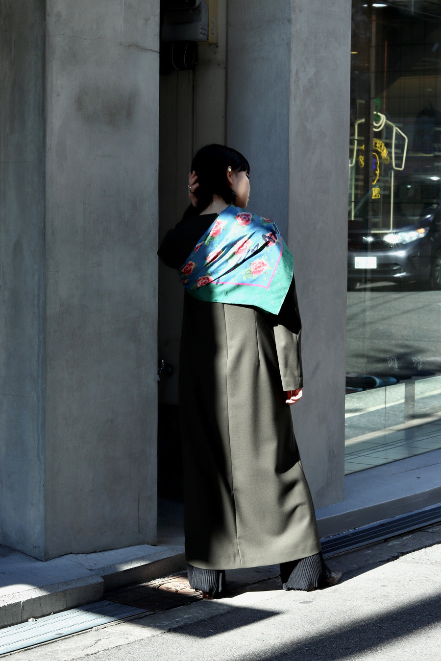 LASTFRAME  ROSE SCARF（GREEN x BLUE）